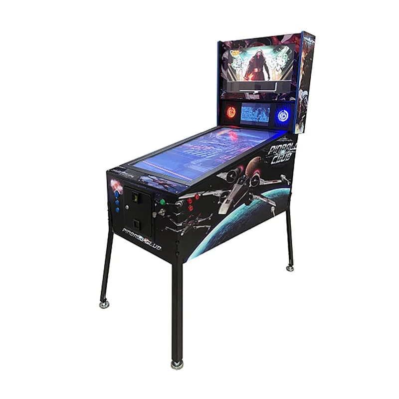 Commercial virtual pinball machine on a white background