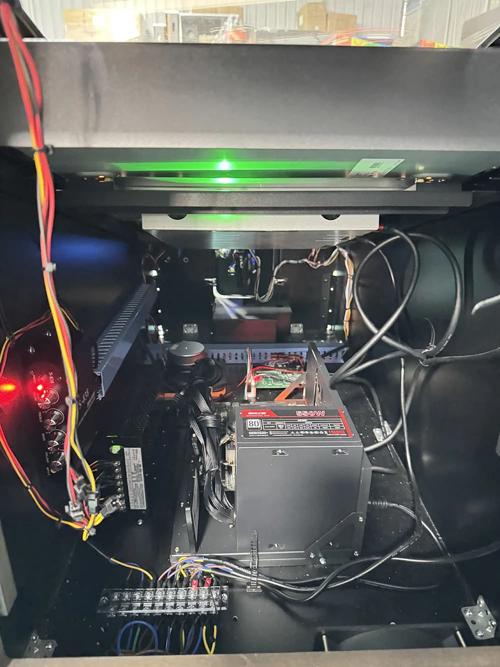 Internal computer and wiring compartment of the virtual pinball machine